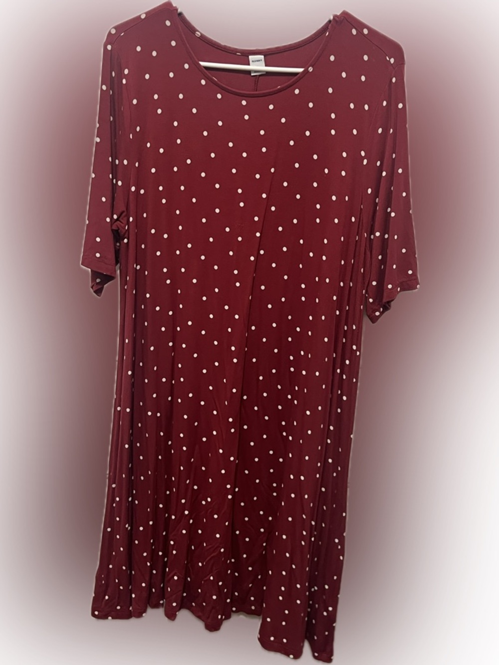 Old Navy Burgundy Polka Dot Mini Swing Dress
